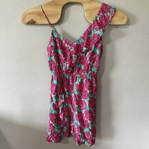 Vineyard Vines Kentucky Derby Painted Rose Ruffle‎ Mini Dress Size 4 Silk Blend